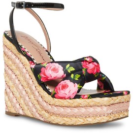 Betsey Women's Pansie Wedge Sandal, Black Multi, 10
