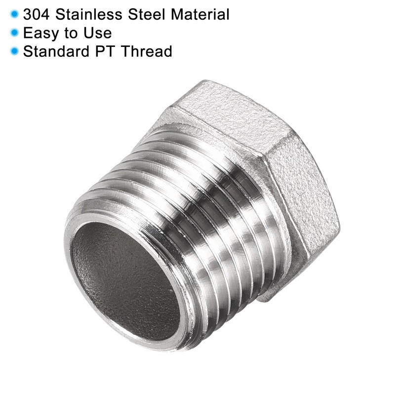 sourcing map Reducer Hex Bushing, 1/2 PT Male to 1/4