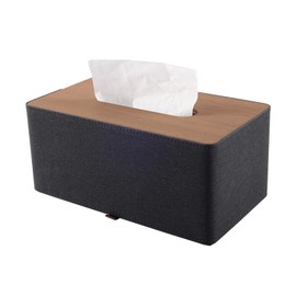 XNONE Tissue Box Cover Pu Leather Tissue Box Holder Rectangle Tissue Organizer Napkin Dispenser for Home,Office,Restaurant,Dresser,Car,Bathroom Decor,Black