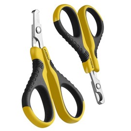 JAZZZNAP Cat Nail Clippers, Pet Nail Cutter Kitten Nail Trimmers for Cat, Puppies, Birds, Curved and Flat Tips with Non-Slip Handle, Yellow 2Pcs
