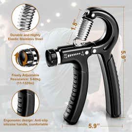 BLEUM CADE Grip Strength Trainer, 5 Pack Hand Strengthening Devices Kit with Adjustable Resistance Levels, Forearm Strengthener for Home Gym, Physical Therapy, Home Workout, Black