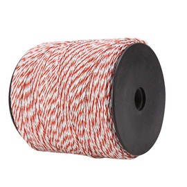 Electric Fence Polywire, 500M/1640.42FT Portable Roll Livestock Fencing Wire Stainless Steel Conductive Rope for Farm Horse Sheep Goats (White and Red)