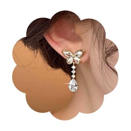 Cybche Boho Kristall Schmetterling Ohrringe Gold Cz Teardrop Ohrringe Edelstein Schmetterling Ohrstecker Ohrringe Wassertropfen Kristall Ohrringe Schmetterling Cz Baumeln Ohrringe Schmuck Für Frauen