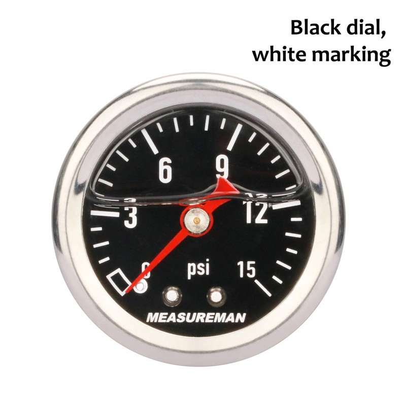 MEASUREMAN 1.5" Black Dial, 304 Stainless Steel case, Liquid Filled