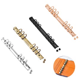 A5 Ring Binder Mechanism Rings 6 Ring Loose Leaf Book Binder Rings Binder Ring Notebook Cover Ring Can Be Opened for Loose Leaf DIY Notebooks (Pack of 4: Silver, Black, Bronze, Rose Gold)