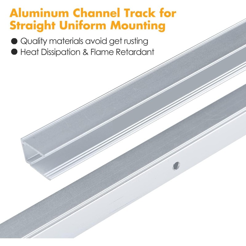 Shine Decor 3.3FT/1M Aluminum Track Channel Mounting Bracket, for 10mm