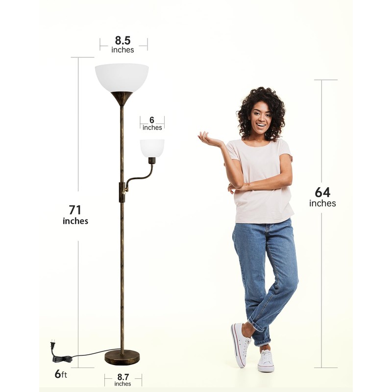 BoostArea Floor Lamps for Living Room, Standing Lamp, 71" Torchiere