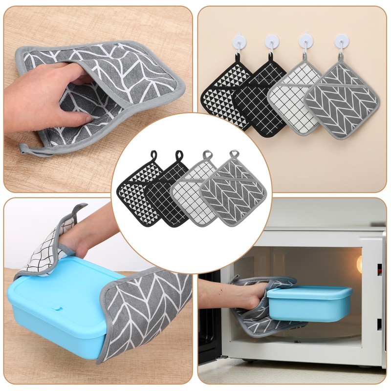 16 Pieces Square Pot Holders Washable Heat Resistant Pocket Mitt