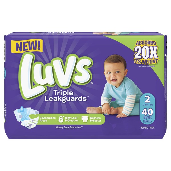 Luvs Triple Leakguards Diapers Size 2 40 Count