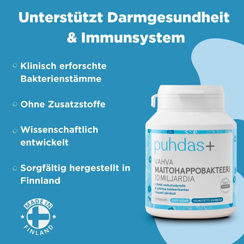 Puhdas+ Strong Lactic Acid Bacteria 10 Billion 75 Capsules