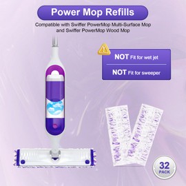 32 Count Disposable Power Mop Pads for Swiffer Power Mop Pad, 14-Layer Thickened, Spray Cleaning Repalcement Mopping Pads for All Finished Floors