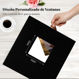 Álbum Grande Autoadhesivo, 40 Páginas en Blanco Magnético DIY Álbum de Recortes, 11x10.6 pulgadas Cubierta de Lino con Bolígrafo de Metal, Gran Regalo para Bodas, Cumpleaños (Negro 27x28cm)