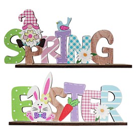 heigudan Spring Easter Decorations Wooden Cute Rabbit Gonk Table Stand Sign Easter Crafts Easter Party Home Shelves Indoor and Outdoor Decor Spring Easter Happy Gifts for Kids