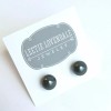 Leetie Lovendale Black Pewter Pearl Lucite Ball Stud Earrings