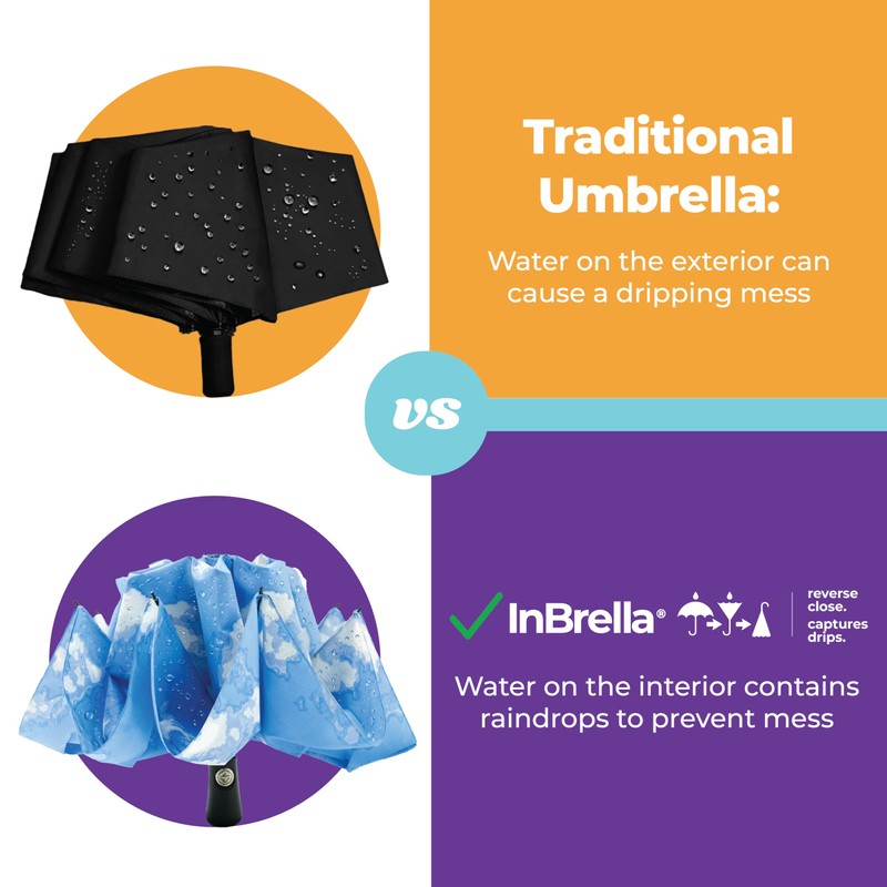 Totes Recycled InBrella - Reverse Close Umbrella - Foldable Umbrella