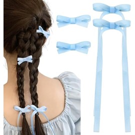 Small Hair Barrette Decorations Bows for Women Mini Side Hair Clip Braid Bow Clip Hair Barrettes (Blue, One size)