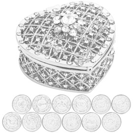 Arras Para Boda Catolica - 13pc Wedding Unity Coins with Diamond Heart Shaped Box, Arras de matrimonio, Wedding Coins for Unity Ceremony Ideas, Arras de boda Catolica,Unity Coins Catholic (Silver)