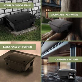 Large Rat Bait Stations 4 Pack, Effective Mouse Bait Station for Home Garden and Outdoors, This Rodent Bait Station Keeps Children and Pets Safe (Bait is not Included)