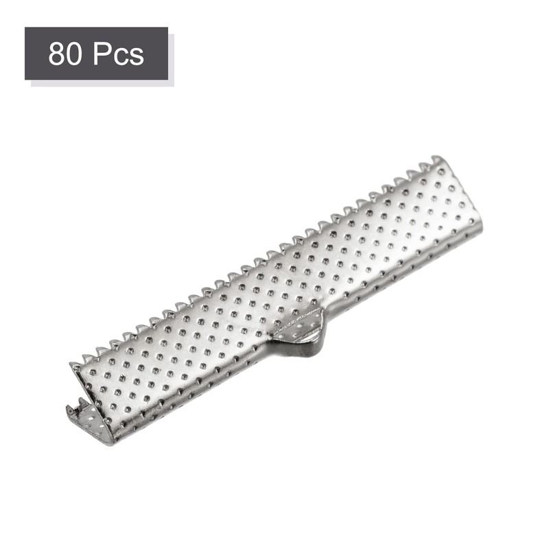 sourcing map Pack of 80 Ribbon Crimp Clamp End 35