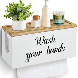 Solid Wood Paper Towel Dispenser Wall Mount, Commercial Paper Towel Holder with Lid Countertop, C-Fold, Z-Fold, Trifold Paper Towel Dispenser Hand Towel Holder for Bathroom and Kitchen