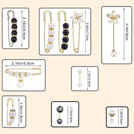SWYSGS 10pcs Women Brooch Pins, Sweater Shawl Clips Faux Crystal and Pearl Brooches, Safety Pins for Women Girls Clothing Dress Pants Skirt Cardigan Collar
