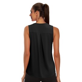 WIHOLL Workout Tank Tops for Women Summer Outfits Crew Neck Sleeveless Running Loose Fit Yoga Tops Active Shirts Beach Vacation Athletic Black S