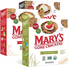 Mary's Gone Crackers Legacy Variety Pack, Original, Black Pepper, Herb Organic Brown Rice, Flax & Sesame Seeds, Gluten Free, 6.5 Oz, Pack Of 6