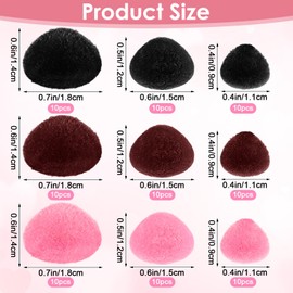 Hpmjz 90 Pcs Safety Noses for Amigurumi Suffed Crochet Nose with Washers Plush Plastic Doll Nose Flocking Toy Craft Noses 9mm 12mm 14mm Accessories for Craft Doll Puppet Plush Toy Bear