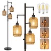 ROTTOGOON Dimmable Boho Floor Lamp - 3 Light Farmhouse Rattan