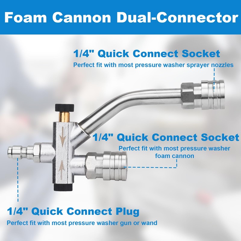 DUSICHIN Pressure Washer Short Gun Foam Cannon 1/4" Quick Connector,Car