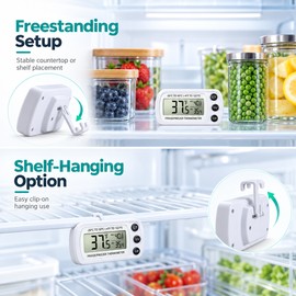 Digital Refrigerator Thermometer for Kitchen Storage – Magnetic LCD Temperature Monitor for Fridge and Freezer Use