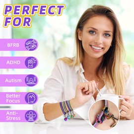 4 Pieces Fidget Bracelet Wearable Zipper Fidget Bracelet for Autism ADHD and Anxiety, Stress Relief Hand Sensory Bracelet for Adults