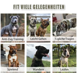 Soft Neoprene Padded Dog Collar (4 cm Wide), Reflective Dog Collar with Robust Nylon & Pull Stop, Comfortable Pull Collar Dressage Collar for Small Medium Large Dogs Walking XL, Army Green