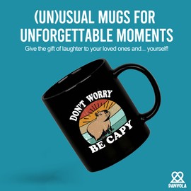 Panvola Don't Worry Be Capy Capybara Animal Lover Gifts Pet Owner For Dad Mom Brother Sister Funny Novelty Drinkware Ceramic Mug 11 oz Black