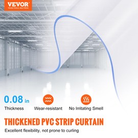 VEVOR Strip Curtain, 96" Height x 48" Width, 0.08" Thickness, 8PCS Clear PVC Strip Door Curtain, Freezer Curtain, Plastic Door Strips for Walk in Freezers, Coolers & Warehouse Doors, with 50% Overlap