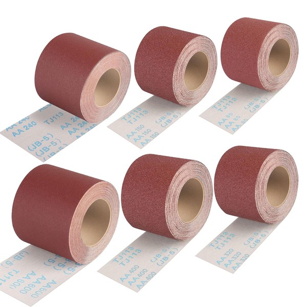 Sand Paper Roll 6 Grits, 1'' x 19.7' Emery Cloth