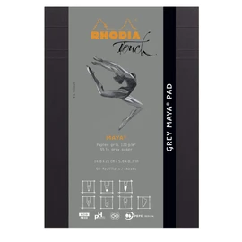 Rhodia 116106C Grey Maya Pad Notepad Stapled at the Head A5 (14.8 x 21 cm) 50 Sheets Micro-Perforated Blank Clairefontaine Paper Maya Grey 120 g Black Pack of 1