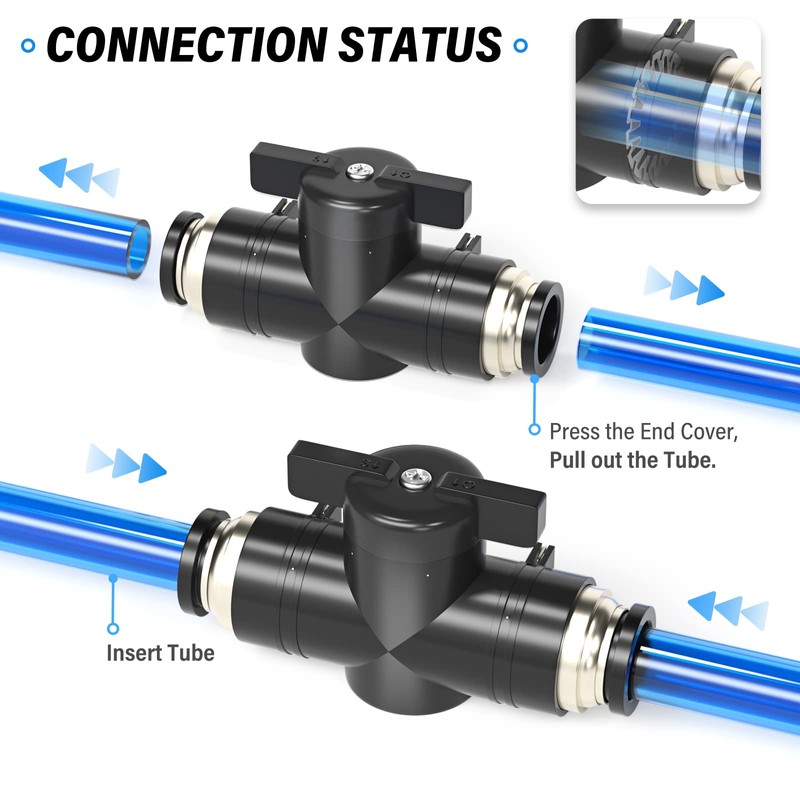 ERGAOBOY 5 Pcs 12mm OD Pneumatic Ball Valve, Push to