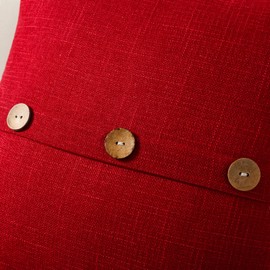 FUTEI Red Linen Decorative Throw Pillow Covers 20x20 Inch Set of 2, Square Cushion Case with Vintage Button/Zipper,Modern Farmhouse Home Decor for Couch,Bed
