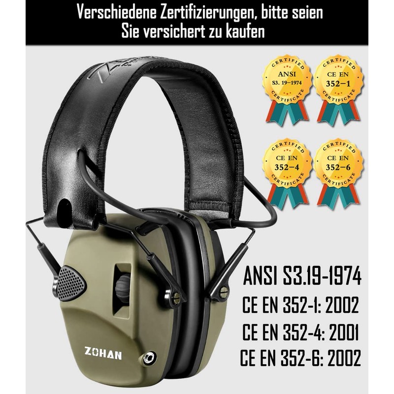 ZOHAN Electronic Shooting Earmuffs, Active Noise Reduction Safety Earmuff, Tactical