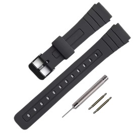 TPU Watch Strap Replacement for Casio F-91W/F-84/F-94/F-105/F-108/A-158watch bands for men and Women(Black/Black Buckle)