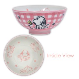 Unbranded SET of 2 Japanese Children Rice Bowls 4.25"D Porcelain Pink Dogs Made in Japan