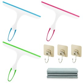 Littlegaofeithing Shower Squeegee, Shower Cubicle Squeegee, Squeegee for Mirrors, Windows, Floors, Bathrooms, Glass, Pack of 3
