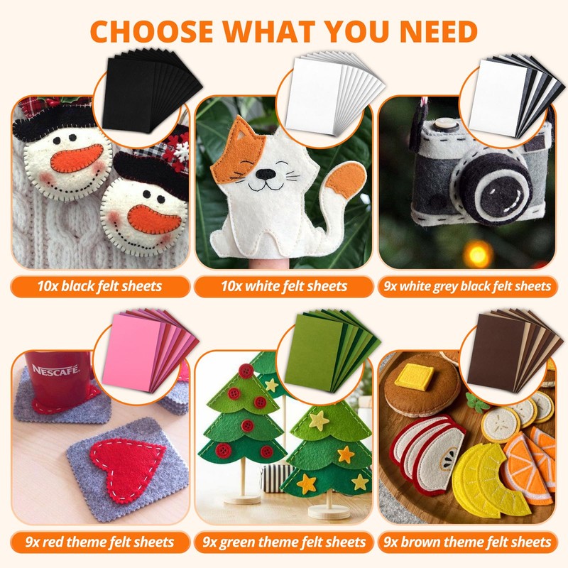 HTVRONT Felt Sheets for Crafts - 9 Pcs 8x12 Red