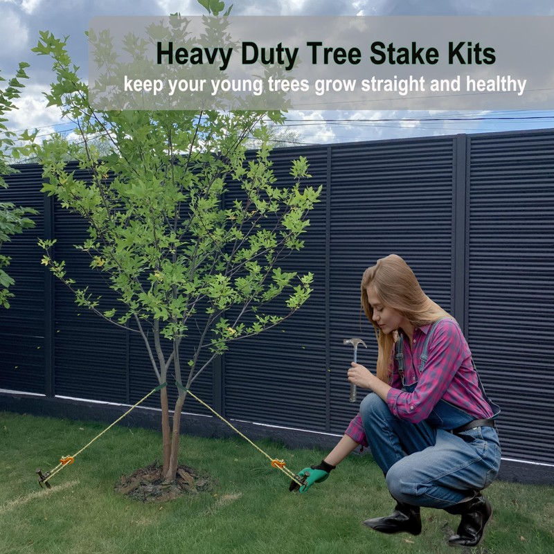 Tree Stake Kit, Heavy Duty Tree Stake Kits Include 3