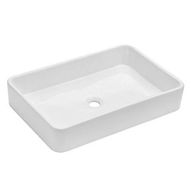 Kichae 24"x16" Rectangle Bathroom Vessel Sink Porcelain Ceramic White Vanity Sink Above Counter Modern Sink for Cabinet, Lavatory, Hotel Art Basin, Home Washing Basin