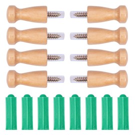 INCREWAY 8-Pack Screw-On Solid Wood Hook Wall-Mount Coat Hook, Towel Hook Shaker Pegs for Bathroom Livingroom Garden