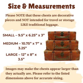 Blue Orchards Decorative Travel-Themed Paperboard Boxes (Set of 3) – Small Suitcase-Style Storage for Keepsakes, Crafts, Mementos, Miniature Prop-Style Luggage