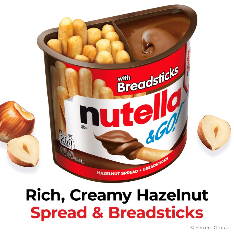 Nutella & GO Chocolate Hazelnut Spread with Cocoa plus Breadsticks,