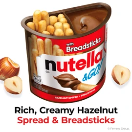 Nutella & GO Chocolate Hazelnut Spread with Cocoa plus Breadsticks, 4 Snack Packs, 1.8 oz Each